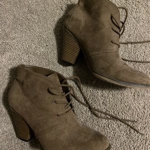 MIA lace up suede bootie heel